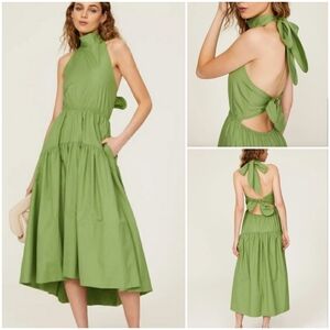 VINCE Draped Halter Midi Dress in Pistachio Sz M